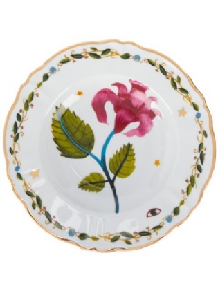 Mesa Desplegable Bitossi Home & Funky Con Plato 'Ciao Bella' - Diseño Ecléctico, 17 Cm, Colección Vintage Y Colorida
