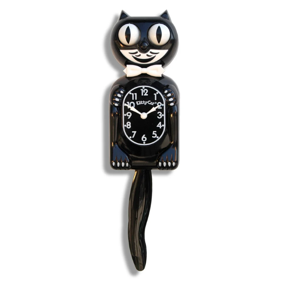 KittyCat  Kit-Cat Relogio De Parede Black Kitty-Cat Klock USA 30Cm Preto